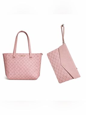 bebe Pink Monogram Tote with Matching Wristlet